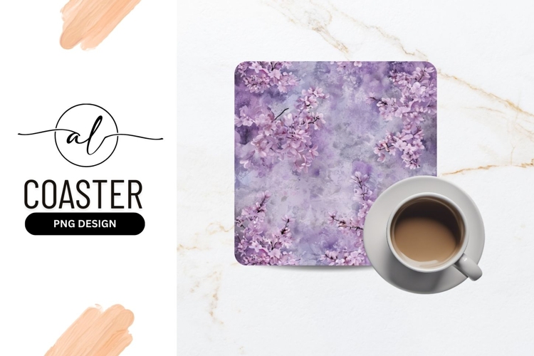 Elegant cherry blossom square coaster png design