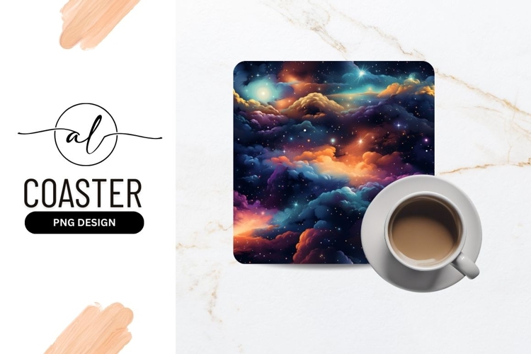 Colorful Galaxy Cloudscape With Stars Seamless Pattern