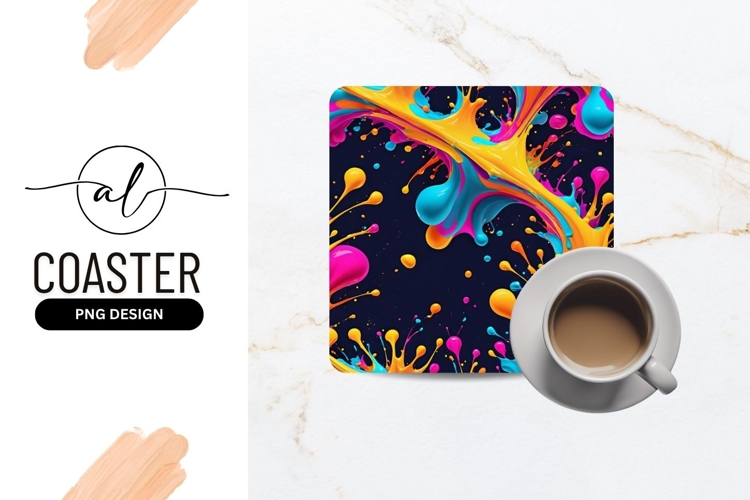 Vibrant Paint Splashes Creative Design Square Coaster