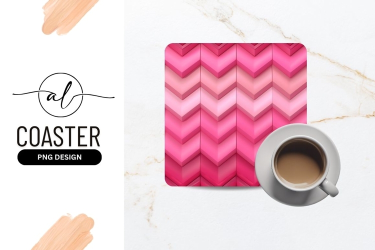 Pink Chevron Square Coaster Png Background example image 1