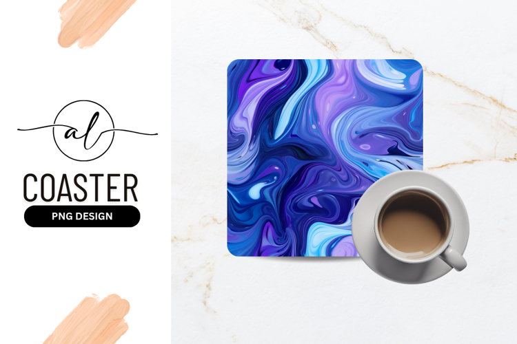 Abstract Swirls of Purple Blue and White Liquid Paint