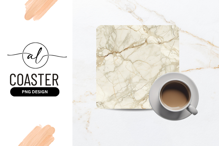 Elegant Cream Marble Texture Square Coaster Png