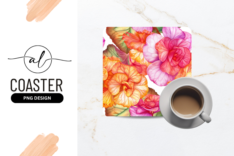 Watercolor Begonia Flowers Floral Pattern Design