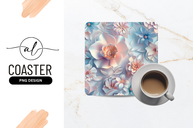 Elegant Pastel Floral Pattern For Square Coaster
