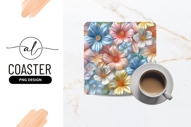 Pastel Floral Arrangement Square Coaster Design