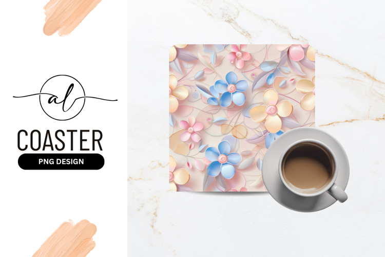 Floral Design Pastel Colors Square Coaster