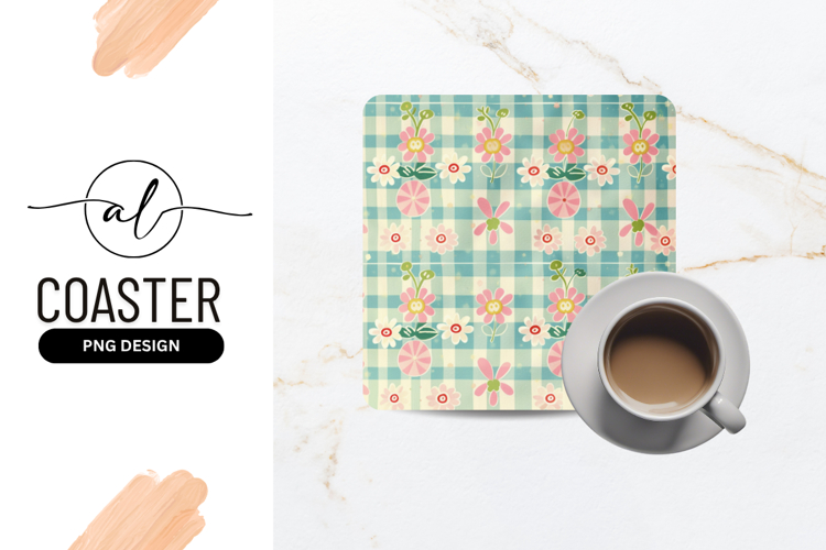 Cheerful Floral Pattern With Square Coaster Design