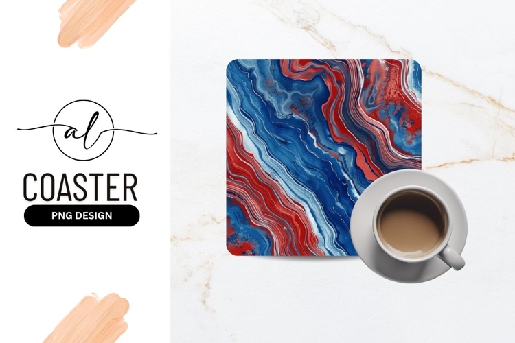 Abstract Fluid Art in Red White and Blue Swirling Colors