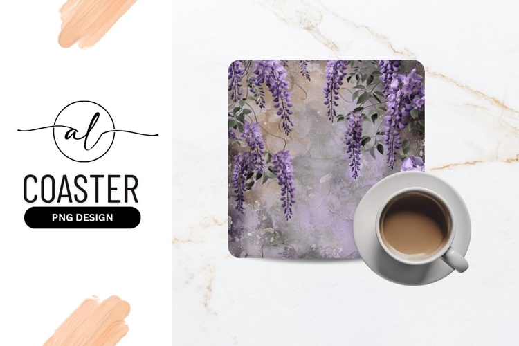 Wisteria Flowers Hanging Against a Textured Purple and Gray example image 1
