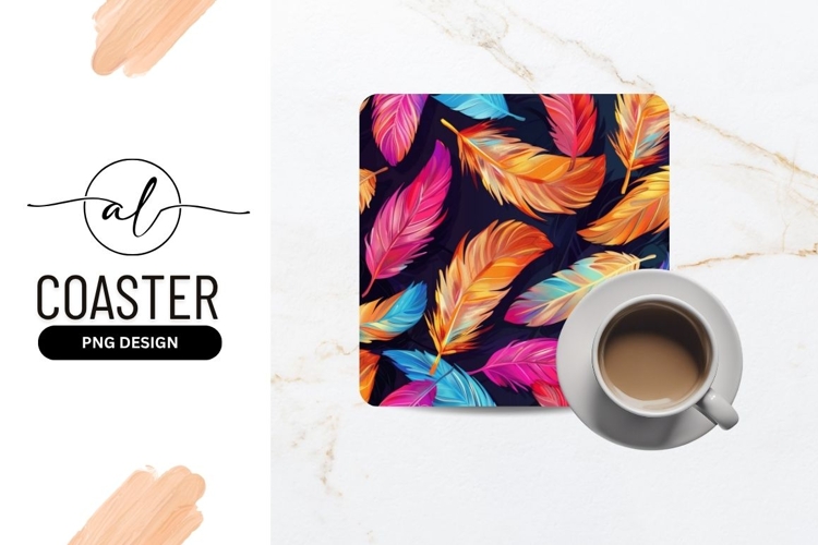 Colorful Feather Pattern on Dark Background Decorative
