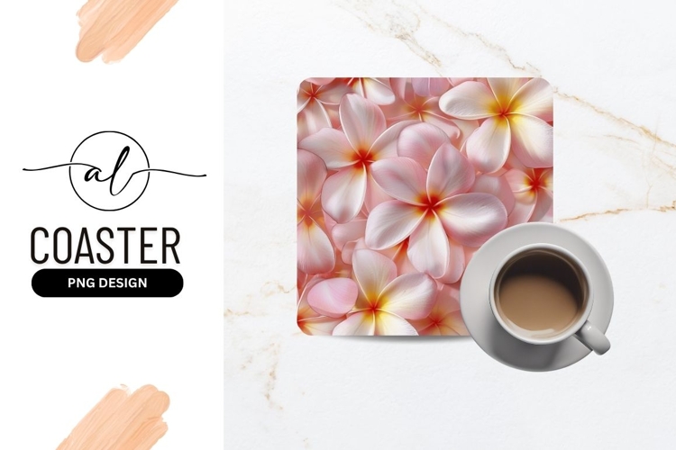 Pink Plumeria Flowers with Yellow Centers Overlapping