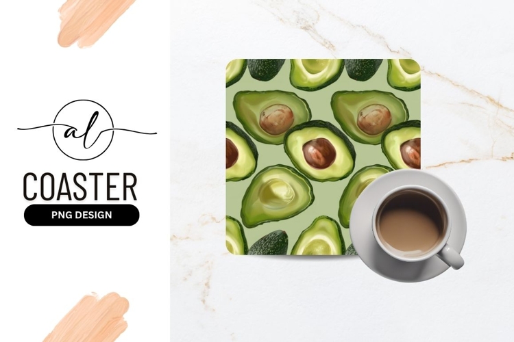 Seamless Pattern of Avocado Halves with Brown Seeds