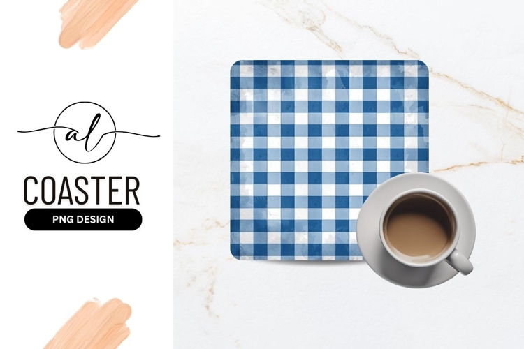 Blue and White Gingham Checkered Pattern with Grunge Texture
