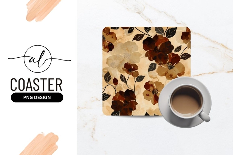 Watercolor Floral Pattern in Brown and Beige Tones