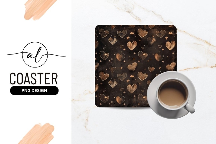 Dark Background with Gold Hearts Stars and Small Hearts