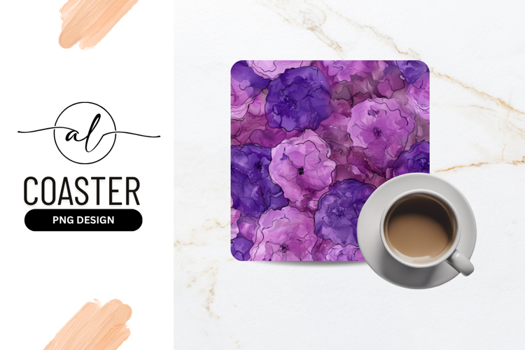 Purple Floral Ink Wash Seamless Pattern