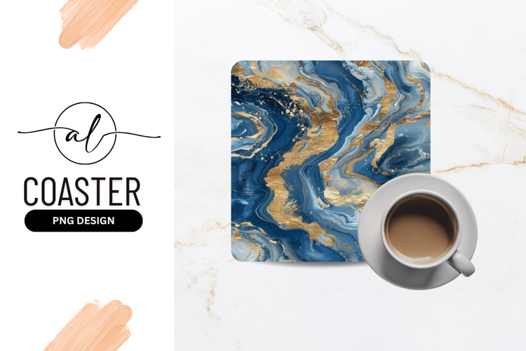 Blue And Gold Abstract Fluid Art
