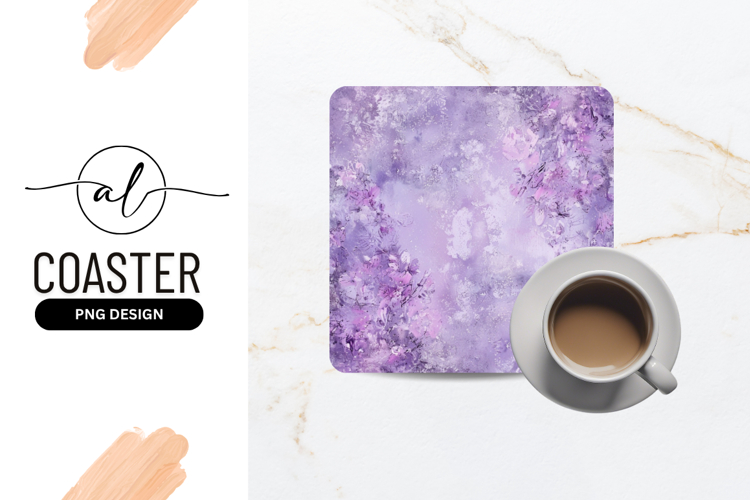 Lilac Floral Texture Square Coaster Design