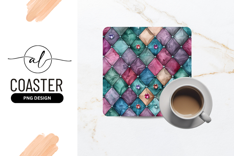 Square Coaster Diamond Patterned Colorful Textile Background