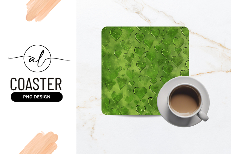 Green Textured Hearts Seamless Pattern Design example image 1