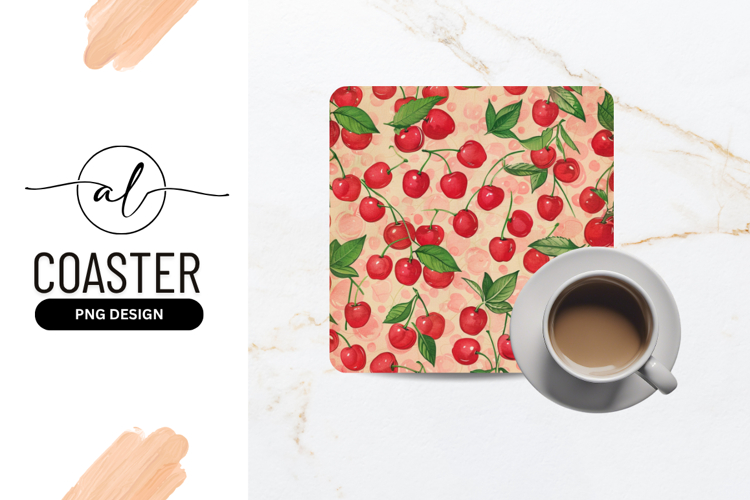 Red Cherries And Leaves Patterned Background Image