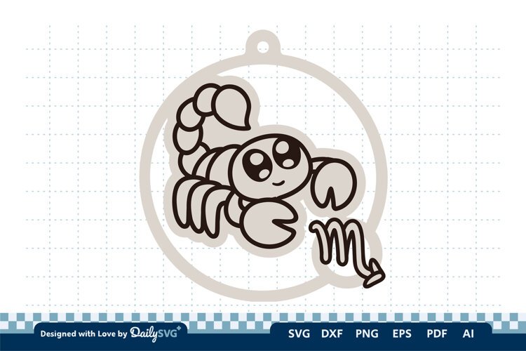 Cute Zodiac Keychain SVG | Scorpio Astrology Design example image 1