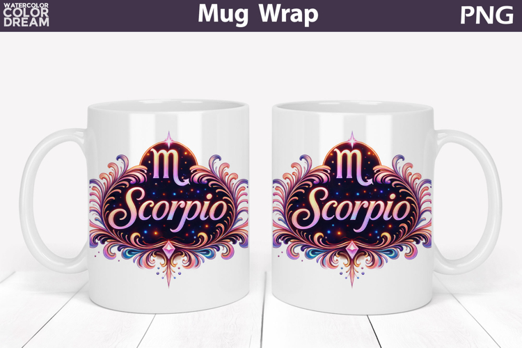 Scorpio Zodiac Mug Wrap | Astrology Cup Sublimation