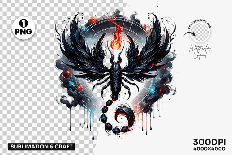 Scorpio Phoenix Zodiac Astrology Horoscope PNG Sublimation
