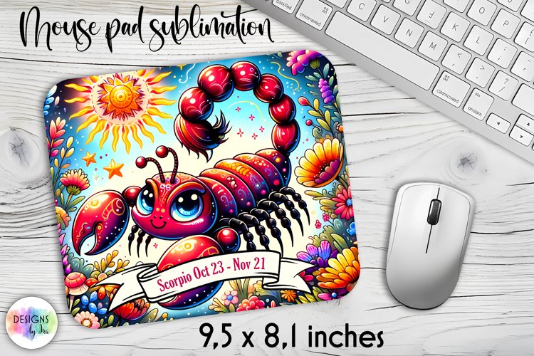 Zodiac Sign Mouse Pad, Scorpio Sign Mouse Pad, Horoscope example image 1