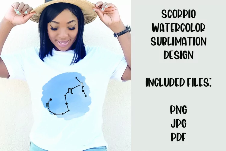 Scorpio Watercolor Zodiac Sign Sublimation Design