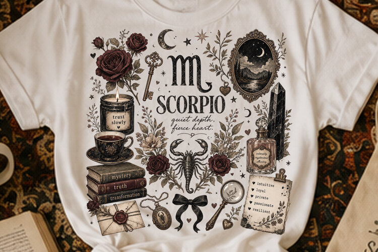 Zodiac Scorpio Sublimation Design Perfect for shirts, horoscope sublimation projects, Scorpio wall art, and more.