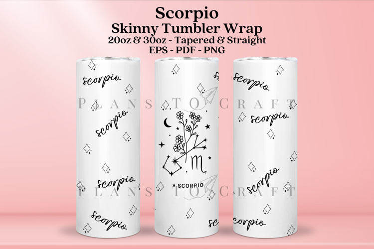 Scorpio Zodiac Skinny Tumbler Sublimation Wrap SVG