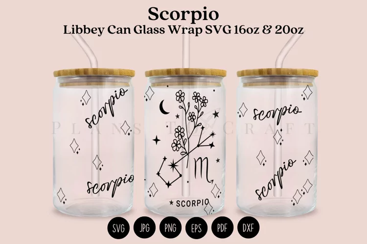 Scorpio Libbey Can Glass Wrap SVG 16oz 20oz