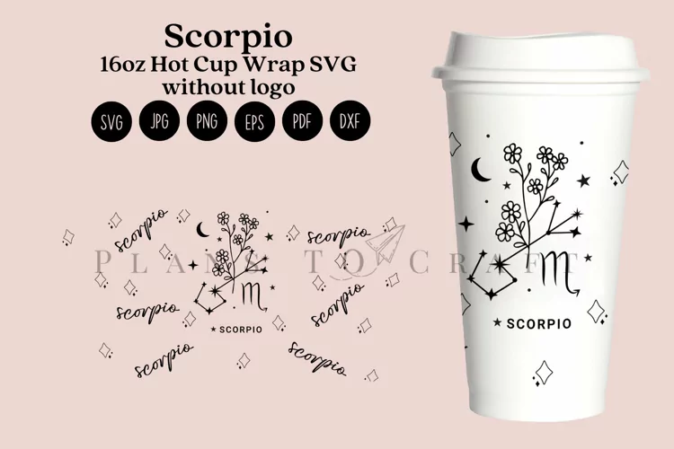 Scorpio Zodiac 16oz Hot Cup Tumbler Wrap SVG