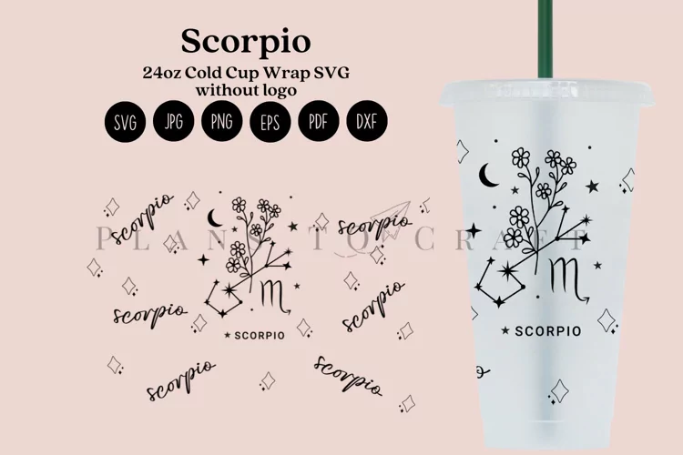 Scorpio Zodiac 24oz Cold Cup Tumbler Wrap SVG