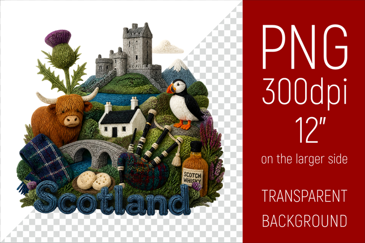 Scotland Travel Landmark | National Culture Illustratio
