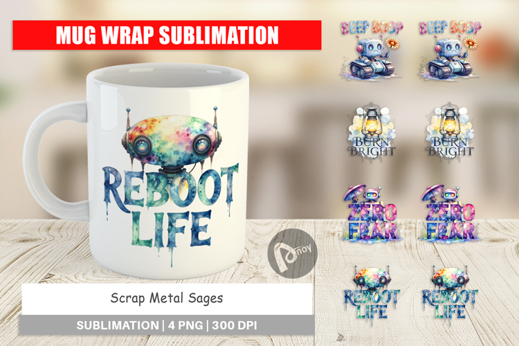 Vintage Robot Quotes Mug Wrap