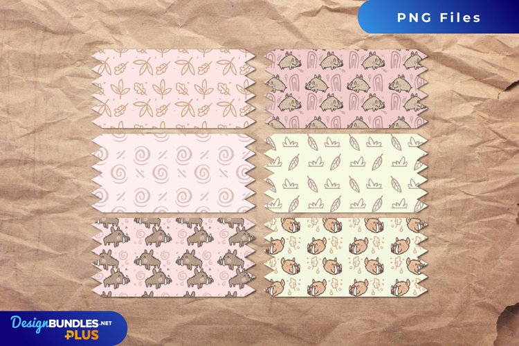 Cute Boar Seamless Pattern Tape example image 1