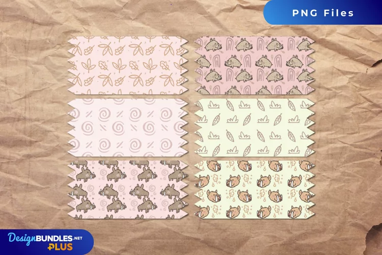 Cute Boar Seamless Pattern Tape