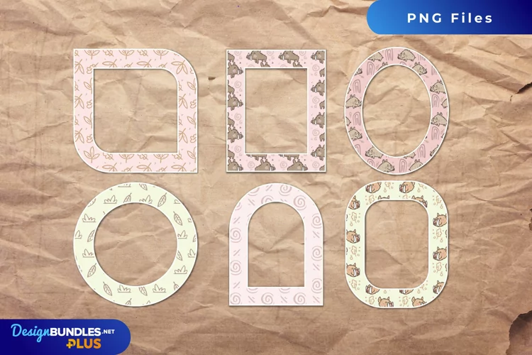 Cute Boar Seamless Pattern Frames