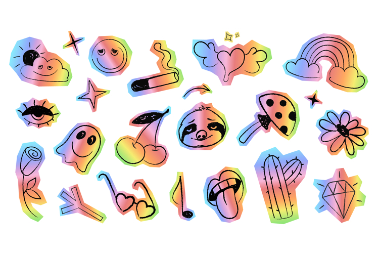 Scrapbook Psychedelic Stickers