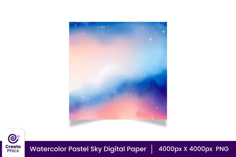 Pastel sky digital paper | Watercolor background design