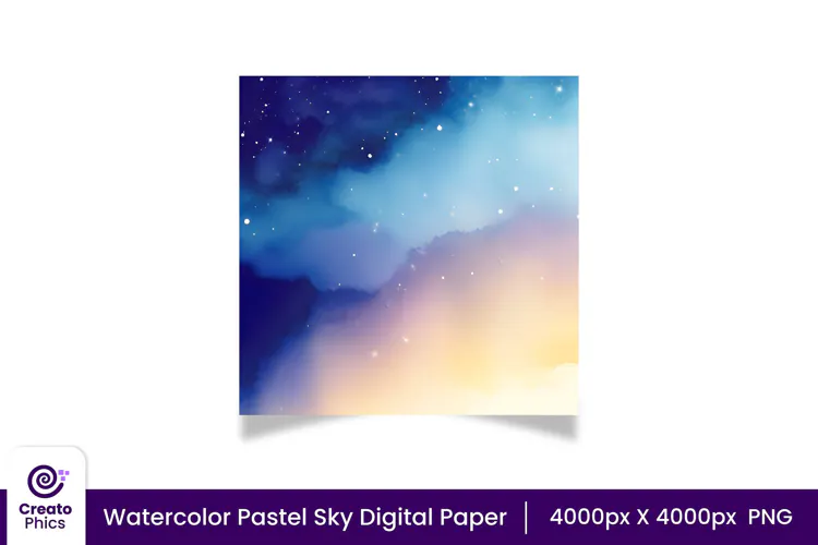 Pastel sky digital paper | Watercolor background design