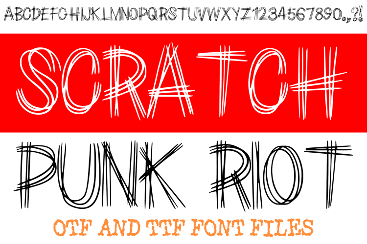 Scratch Punk Riot Lettering ABC Font Typeface Alphabet OTF