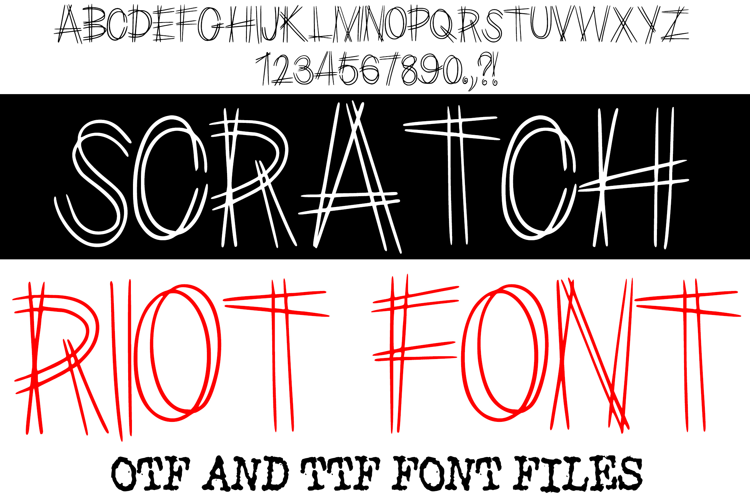 Scratch Riot Lettering ABC Punk Font Typeface Alphabet OTF