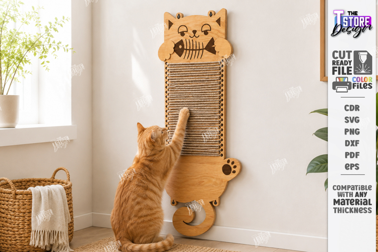 Wall Mounted Cat Scratcher Laser Cut | Pets Design | Cat SVG