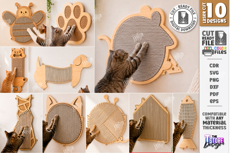 Cat Scratcher Laser Cut Bundle | Wall Mounted Cat Scratching