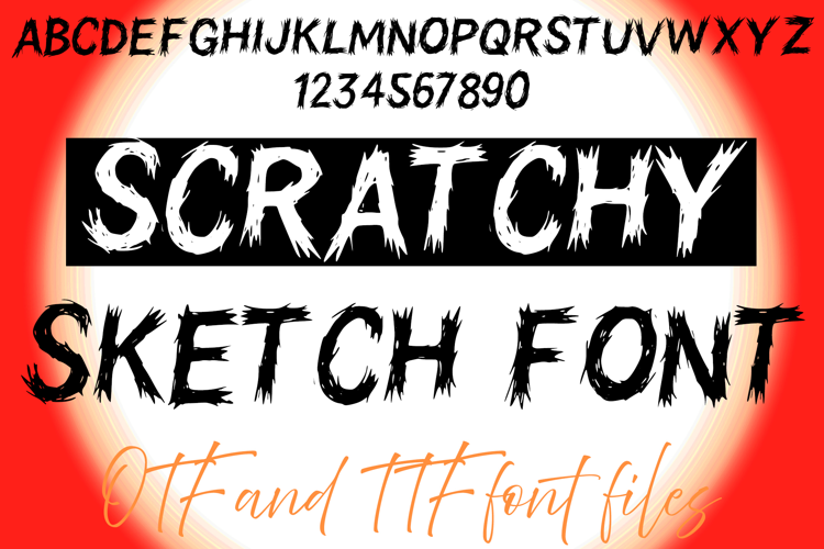 Scratchy Sketch Alphabet Lettering ABC Text Font Anxiety OTF
