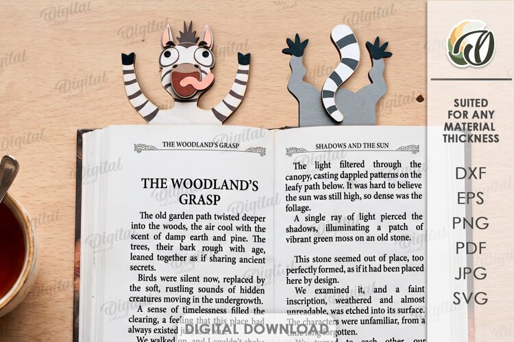 Funny Animals Bookmark Laser Cut. Page Holder SVG example image 1