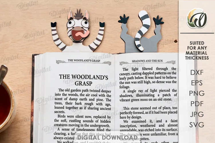 Funny Animals Bookmark Laser Cut. Page Holder SVG